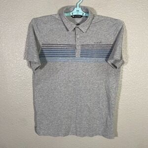 Travis Mathew Polo Shirt Mens Medium Gray Golf Stretch Heathered Striped